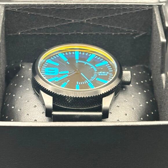 Diesel DZ-1844 Rasp Mens Ion Plated Stainless Steel Blue Dial Quartz Watch NIB - Picture 7 of 17